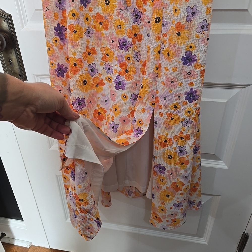 Floral Puff Sleeve Dress Fit And Flare Sz 8 - Picture 6 of 8